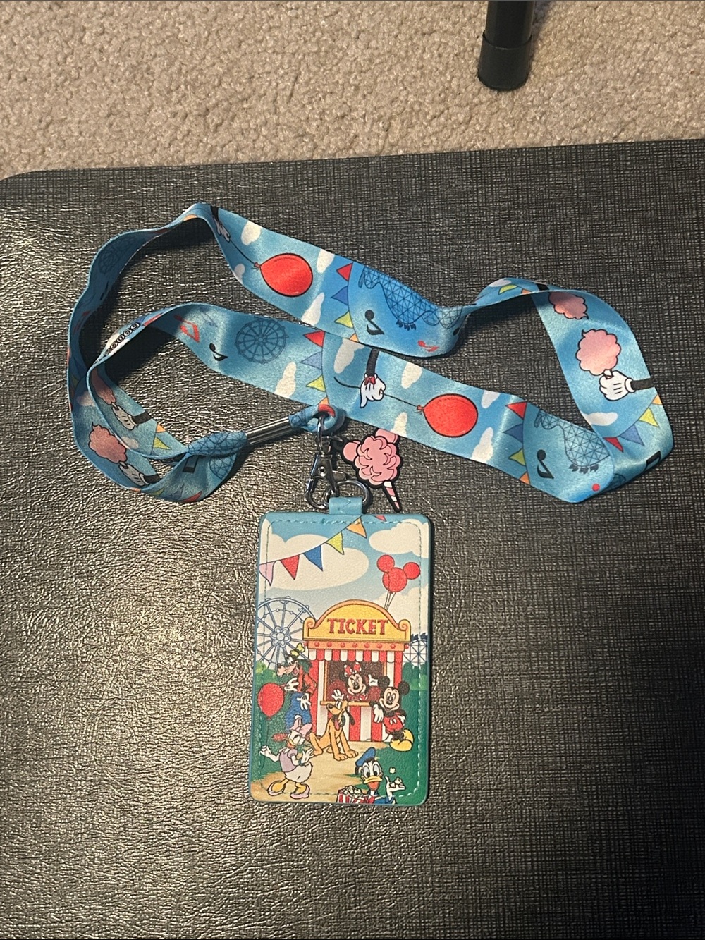 Disney Blue Carnival Lanyard with Ticket Card Holder